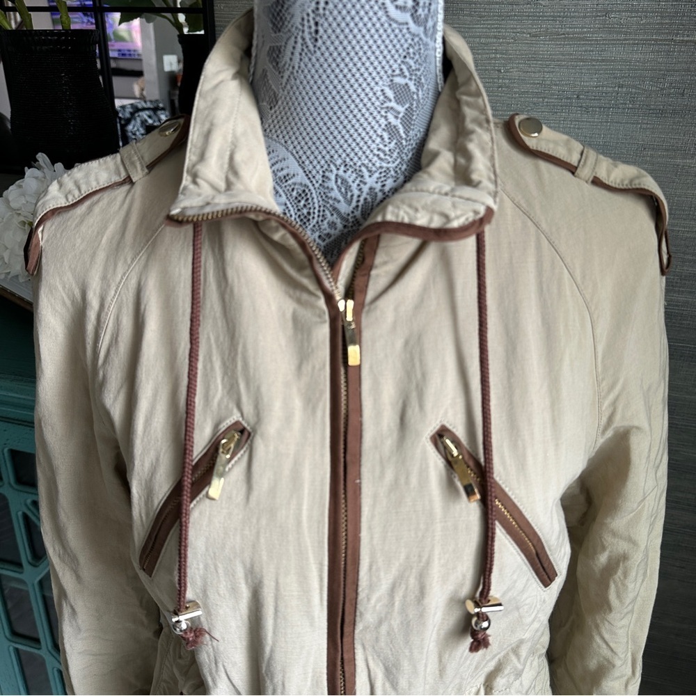 Zara Utility Military Equestrian Jacket Tan Size Small - Picture 8 of 15